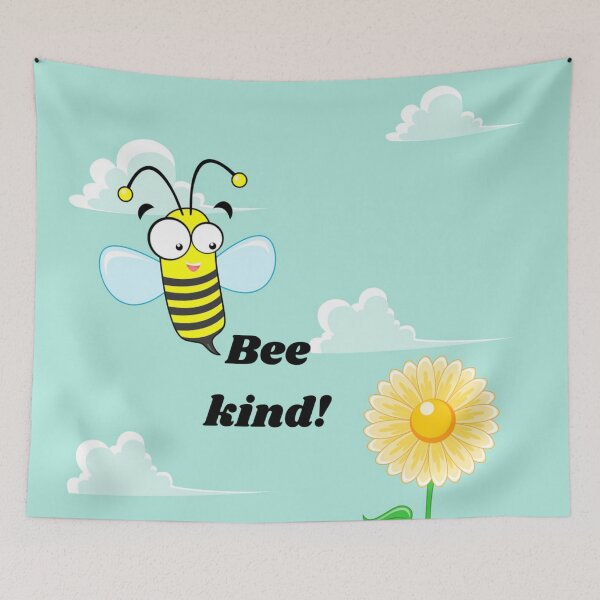 Item preview, Bee kind! Text meme face mask quote nature cartoon designed and sold by Julieford.