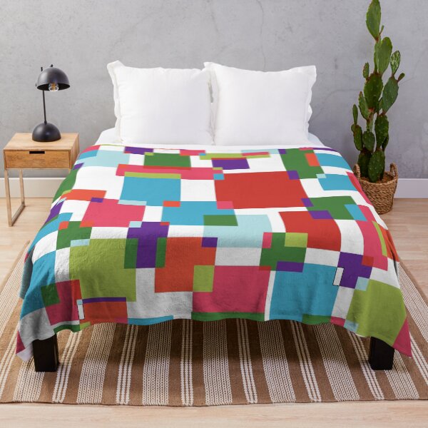 Item preview, Red and Blue Colour Block Geometric Squares designed and sold by shadowbright.
