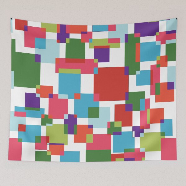 Item preview, Red and Blue Colour Block Geometric Squares designed and sold by shadowbright.