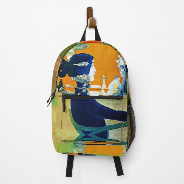 Item preview, DIVA IN BLUE ,ART NOUVEAU BEAUTY FASHION IN GREEN ORANGE YELLOW designed and sold by BulganLumini.