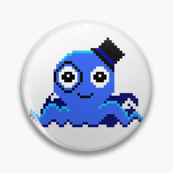 Blue Pixel Classy Octopus Pin