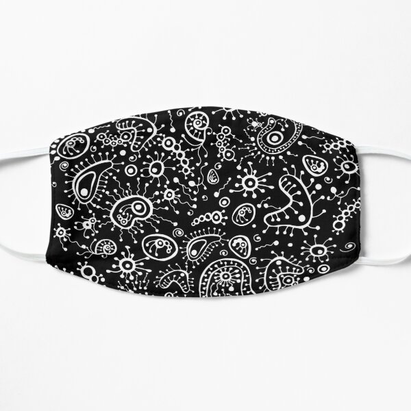 Doodle illustration microscope. Microbes under a microscope. Hand drawn microscope and microbes. Mask