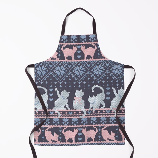 Item preview, Fair Isle Knitting Cats Love // dark violet background white and violet kitties and details designed and sold by SelmaCardoso.
