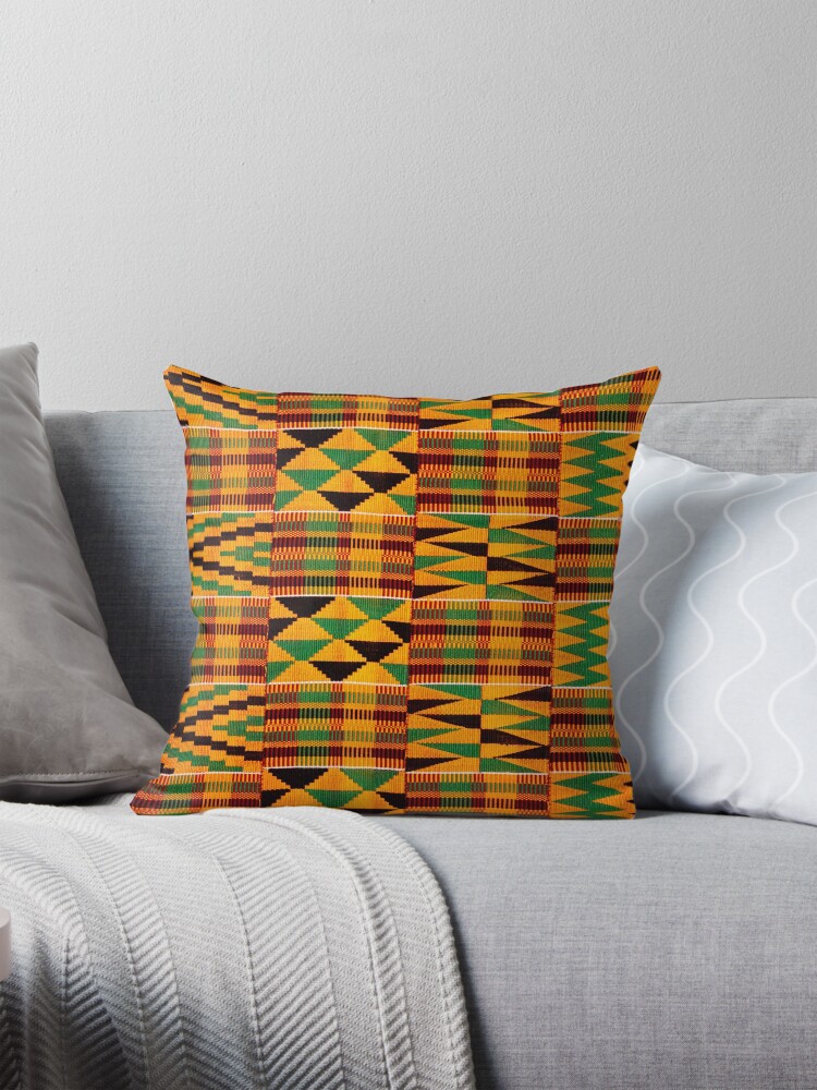 African Pattern Authentic Kente Cloth Pattern African Ghana Design Pillow for Sale by MagicSatchel Redbubble