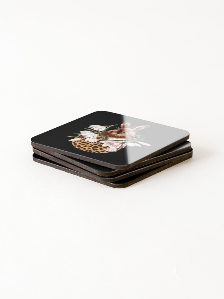 Thumbnail 4 of 5, Coasters (Set of 4), Leopard Cutie Rabbit designed and sold by autlu.