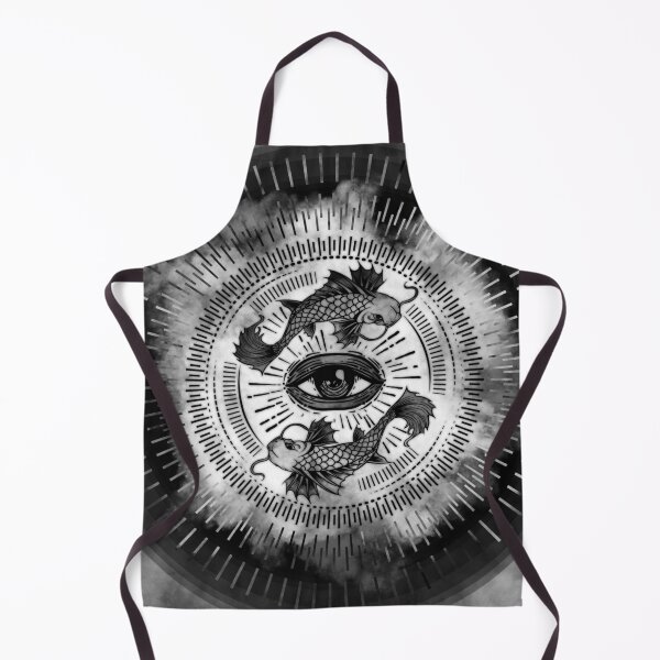 Item preview, All Seeing Eye and Koi Fish - Black and White designed and sold by k9printart.