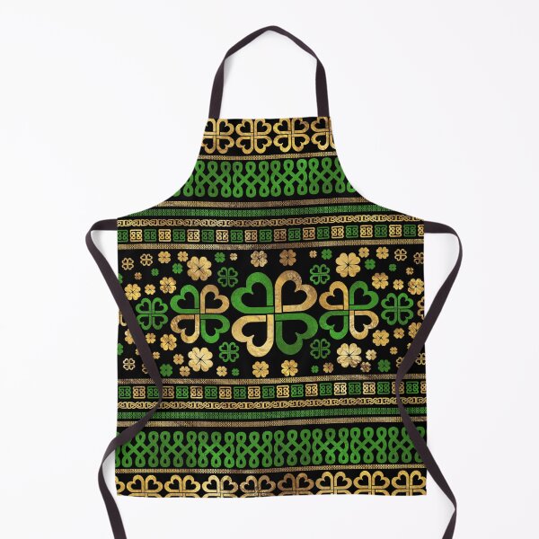 Item preview, Lucky Shamrock Four-leaf Clover Green and Gold designed and sold by k9printart.