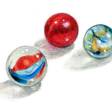 Three Marbles, Color Pencil Drawing iPad Case & Skin for Sale by