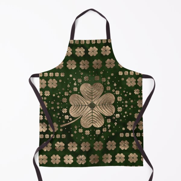 Item preview, Irish Shamrock Four-leaf clover Malachite and gold designed and sold by k9printart.