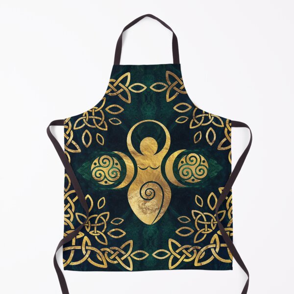 Item preview, Triple Goddess with triskele - gold on shimmer green designed and sold by k9printart.