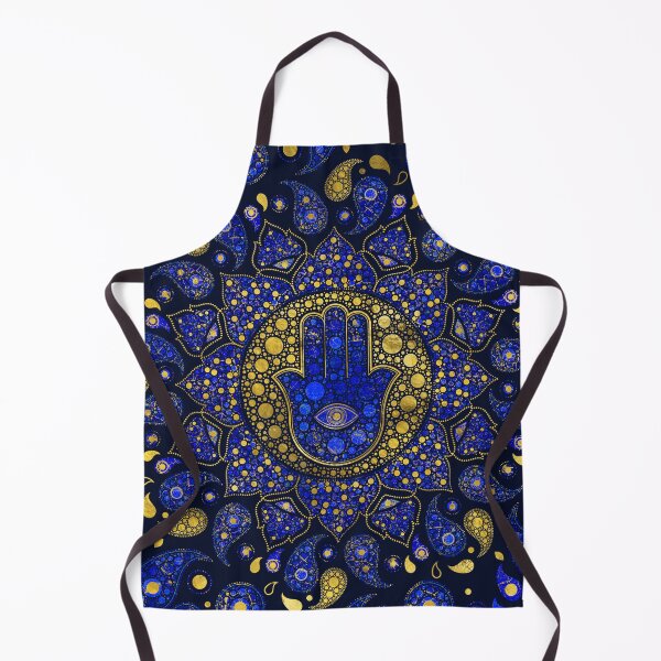 Item preview, Hamsa Hand -Hand of Fatima Dot Art Lapis Lazuli and gold designed and sold by k9printart.