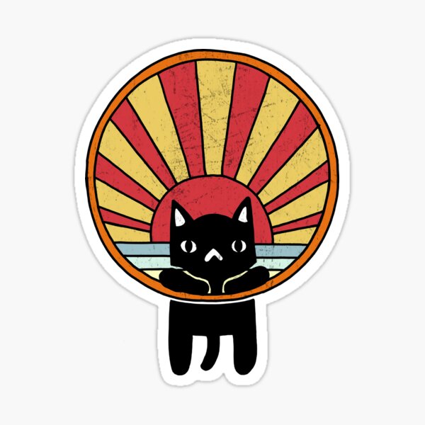 Vintage Retro Cat Tie Dye - Hanging Cat Sticker