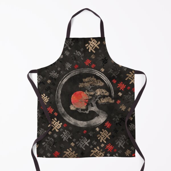 Item preview, Enso Circle Bonsai Tree on Zen Symbol pattern on black designed and sold by k9printart.