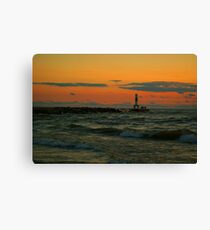 Lake Michigan Pier with People Canvas Print