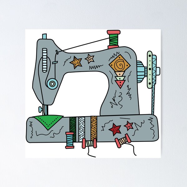 Sewing Machine - Doodle Art Poster for Sale by MOTIVATIC