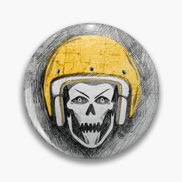 Item preview, Skull Rider Pin Badge designed and sold by Sketchbysim.