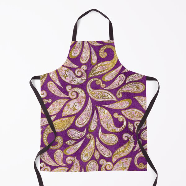 Item preview, Gold and pink glitter Paisley pattern on purple designed and sold by k9printart.