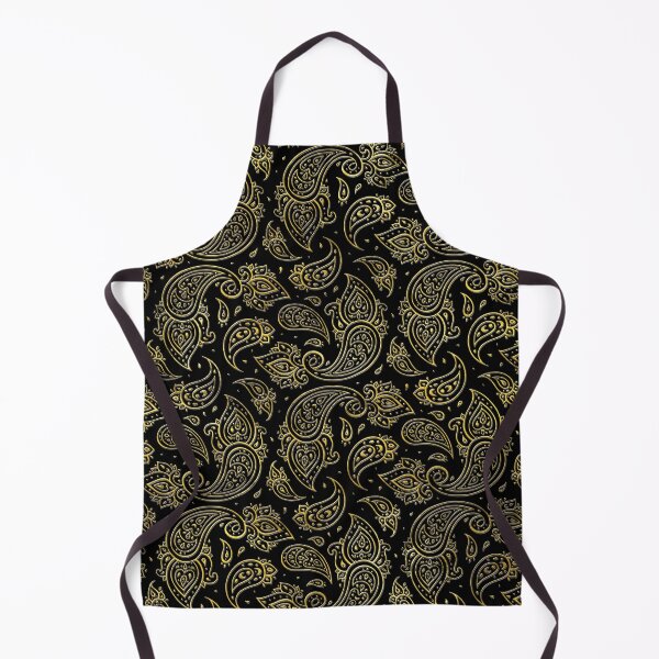 Item preview, Golden Embossed Paisley pattern on black designed and sold by k9printart.