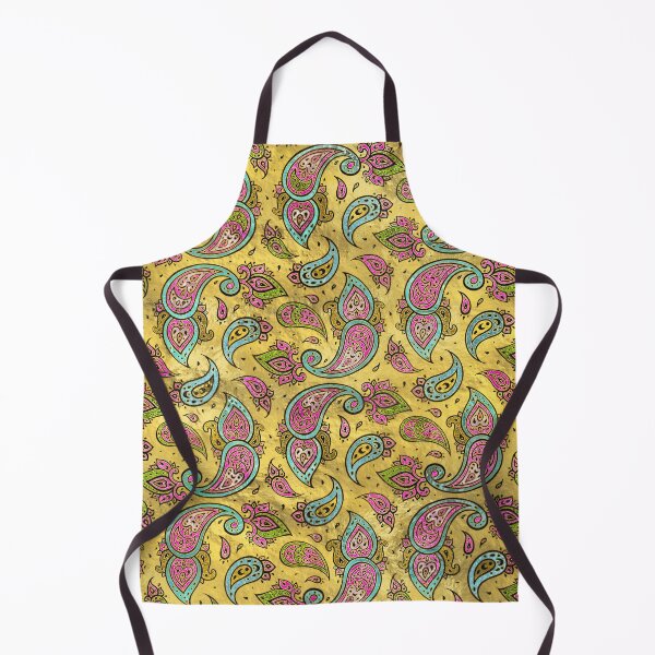 Item preview, Pink and Blue Glass Paisley on gold designed and sold by k9printart.