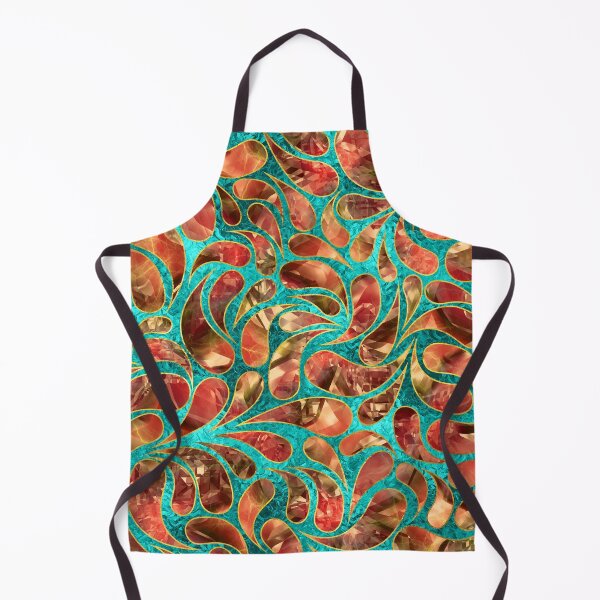 Item preview, Gold Framed Red Gemstone Paisley pattern on teal designed and sold by k9printart.
