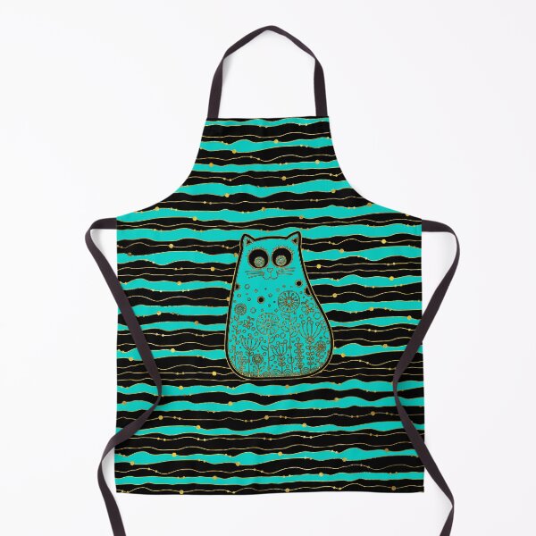 Item preview, Cute Gold Framed Cat on Black and Teal designed and sold by k9printart.