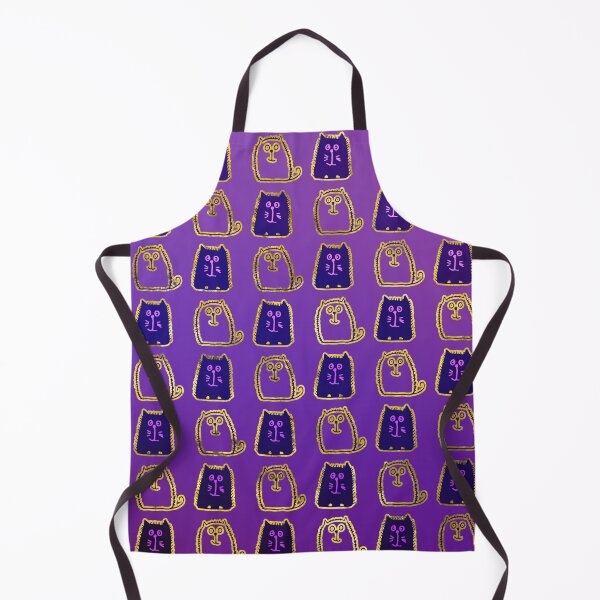 Item preview, Cute whimsical Gold and purple Cat Pattern designed and sold by k9printart.