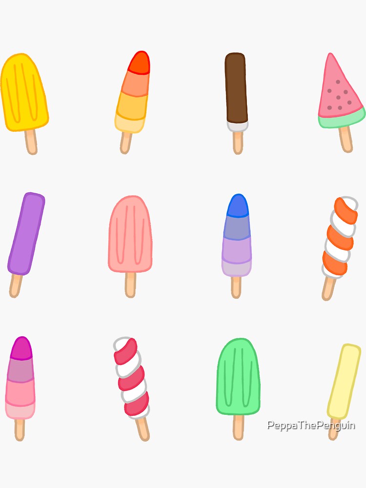 "Popsicles Ice Cream Set Of 12" Sticker for Sale by PeppaThePenguin