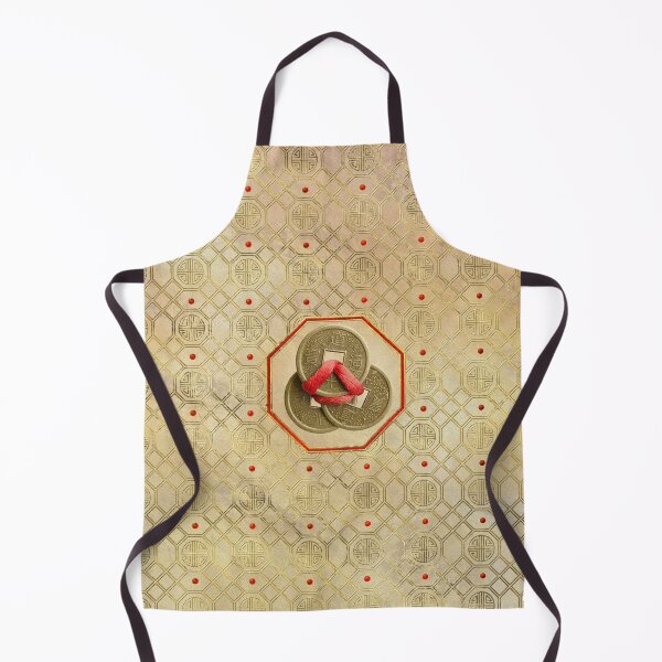 Item preview, Three Gold Chinese Coins with red ribbon Feng shui designed and sold by k9printart.