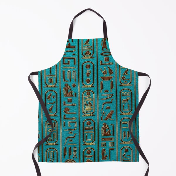 Item preview, Egyptian Golden Leather hieroglyphs embossed on teal designed and sold by k9printart.