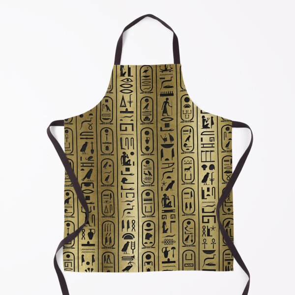 Item preview, Black hieroglyphs pattern on Ancient Gold designed and sold by k9printart.