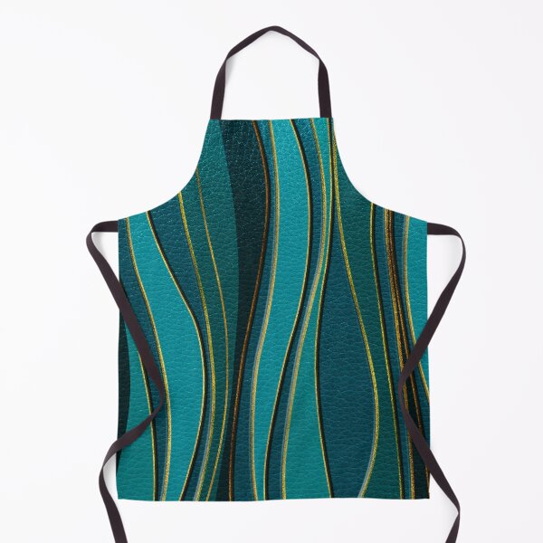 Item preview, Teal Leather and Gold Sea Wave Pattern designed and sold by k9printart.