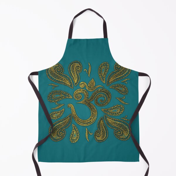 Item preview, Golden Embossed OM symbol on teal designed and sold by k9printart.