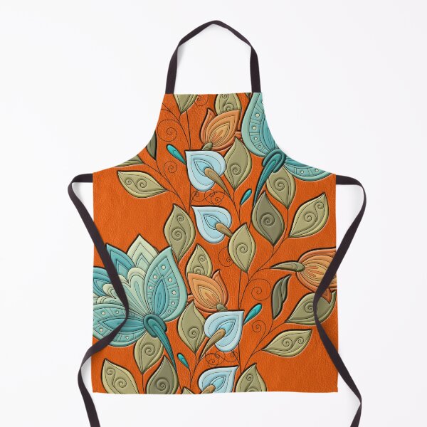 Item preview, Elegant Colorful Floral Swirl on Orange Leather designed and sold by k9printart.