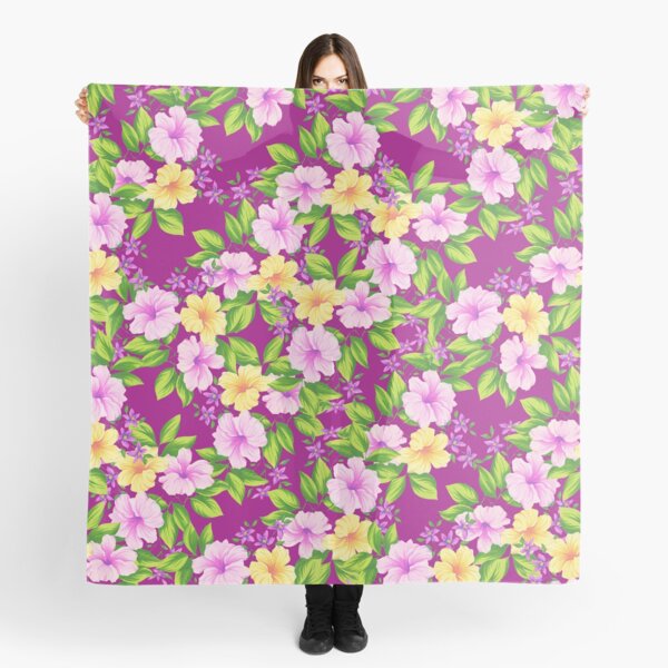 Hibiscus Floral Design in Pinks & Yellows Scarf