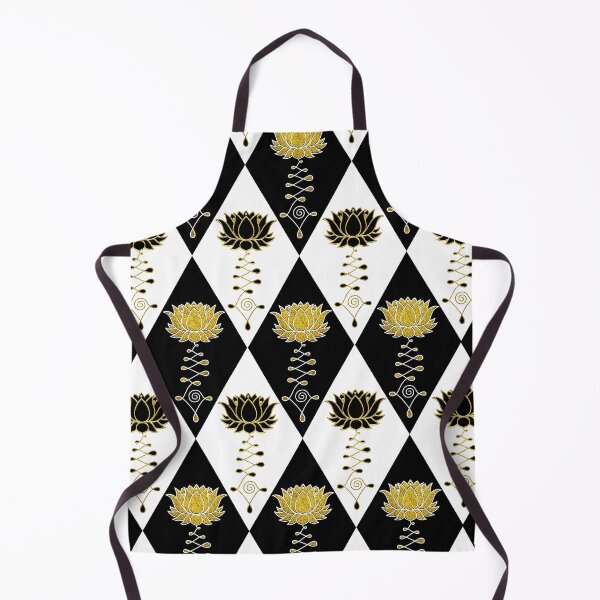 Item preview, Golden Black and White Lotus Unalome Pattern designed and sold by k9printart.