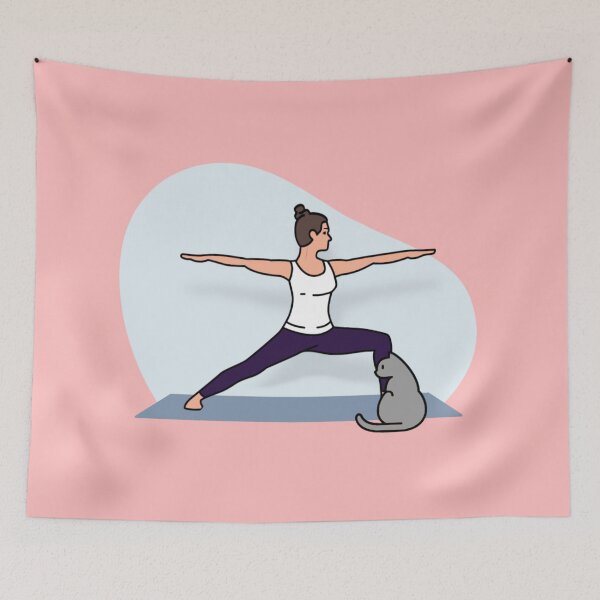 Item preview, YOGA WITH CAT Warrior Pose designed and sold by Trio's Stuff.