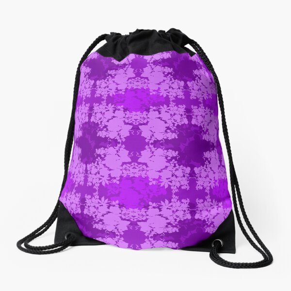 Layered Graphic Floral Silhouette Design Drawstring Bag