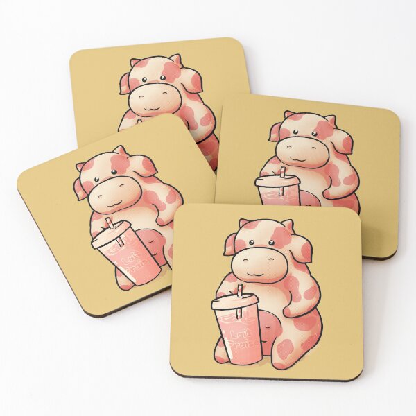 Item preview, Strawberry Cow Having some Pink Milk - Lait Fraise Stickers Pack | Cottagecore | Kids Mask | Costume | Summer 2020  designed and sold by Any Color Designs.