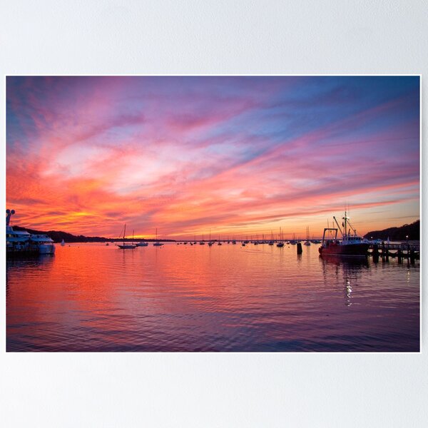 Painted Skies over Port Jefferson Harbor Long Island NY Poster