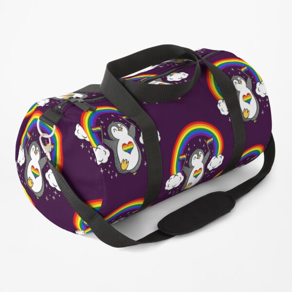 Rainbow Penguin With Rainbow Flag Duffle Bag
