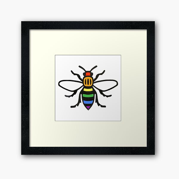 Manchester Bee Rainbow Face Mask Framed Art Print