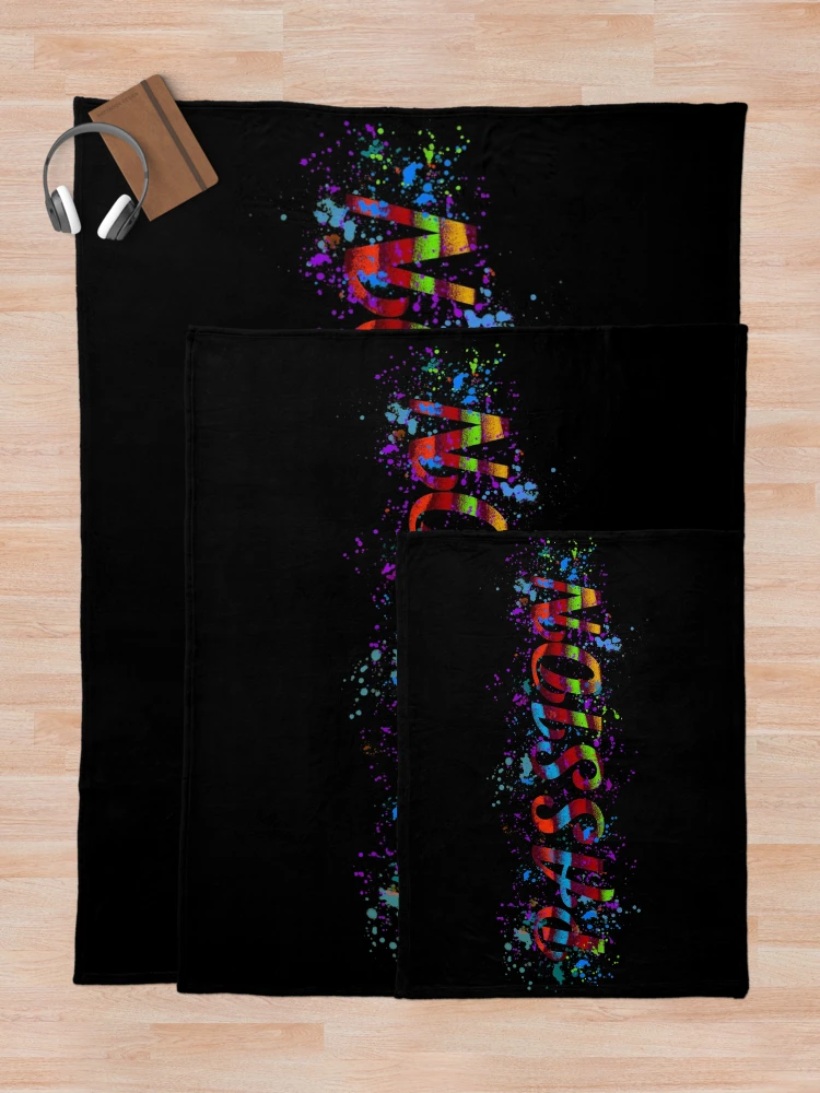 Thumbnail 5 of 6, Throw Blanket, Colorful Splatter Text - Passion designed and sold by RADesigns21.