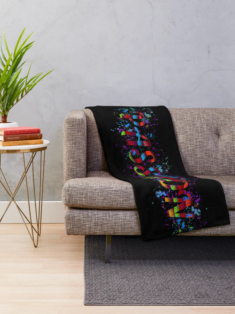 Thumbnail 2 of 6, Throw Blanket, Colorful Splatter Text - Passion designed and sold by RADesigns21.