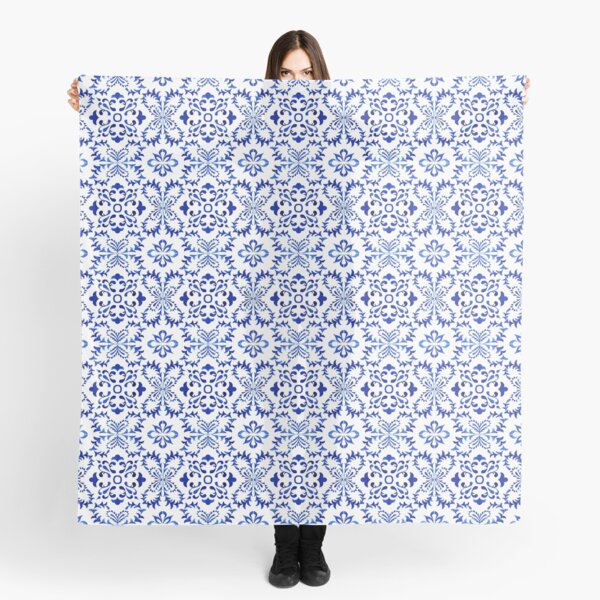 Azulejo Portuguese Tile Watercolor Artwork 18 Scarf