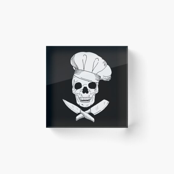 Item preview, Skull Wearing Chef Hat and Crossed Kitchen Knives designed and sold by HotHibiscus.