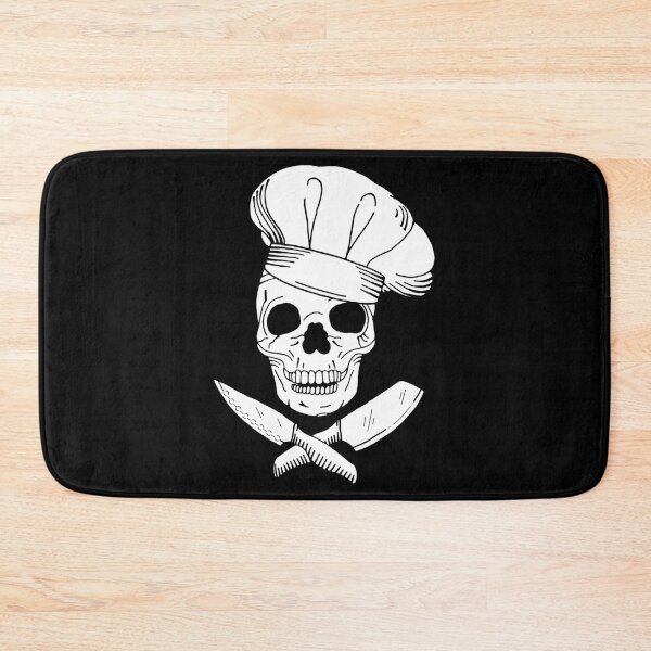 Item preview, Skull Wearing Chef Hat and Crossed Kitchen Knives designed and sold by HotHibiscus.