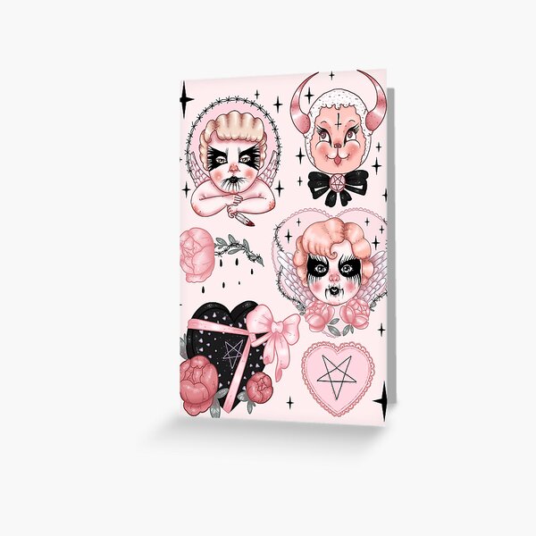Black Metal Cherubs Greeting Card