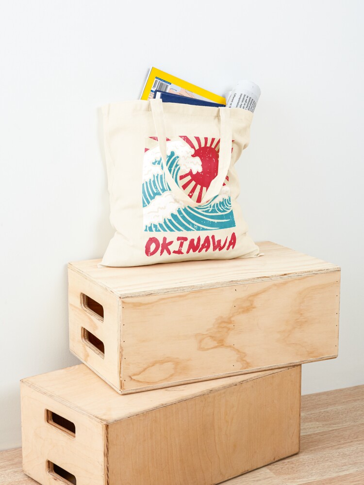 Vintage Retro Okinawa Great Wave Tote Bag for Sale by