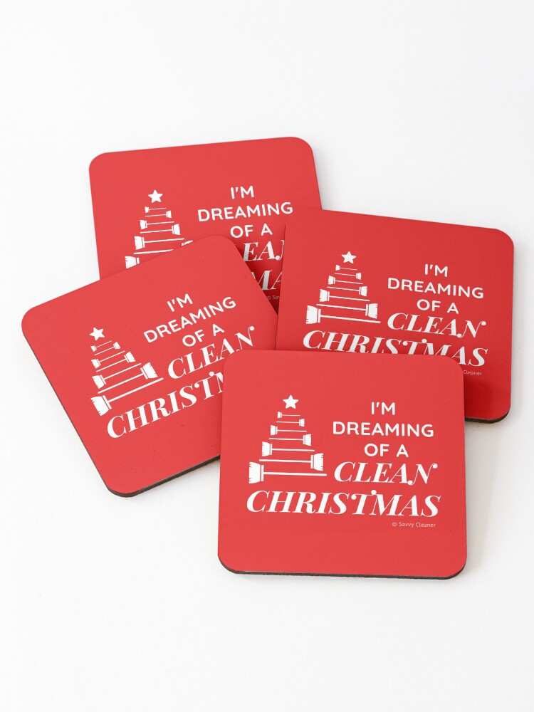 Thumbnail 1 of 5, Coasters (Set of 4), I'm Dreaming of a Clean Christmas designed and sold by SavvyCleaner.