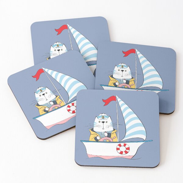 Item preview, Sailboat Sailor Cat designed and sold by vibesofcolor.